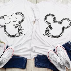 disney family shirt, family disneyworld shirt, mickey sketch shirt, minnie women