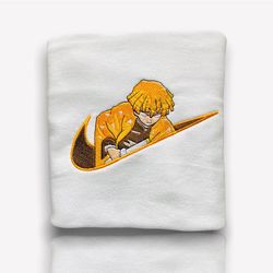 nike x zenitsu demon slayer embroidered sweatshirt, anime embroidered sweatshirt, custom anime embroidered crewneck