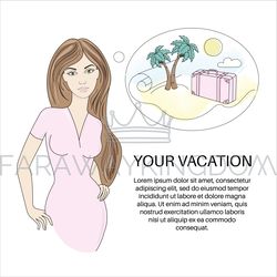 PLANE VACATION Cartoon Travel Cruise Vector Illustration Set