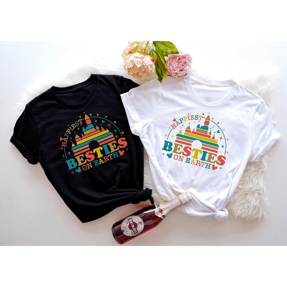 Happiest Besties On Earth T-Shirt, Disney Shirt, Disney Castle Tee, Cute Balloon, Theme Park Tee, Best Friend Couple Shirts - 1.jpg