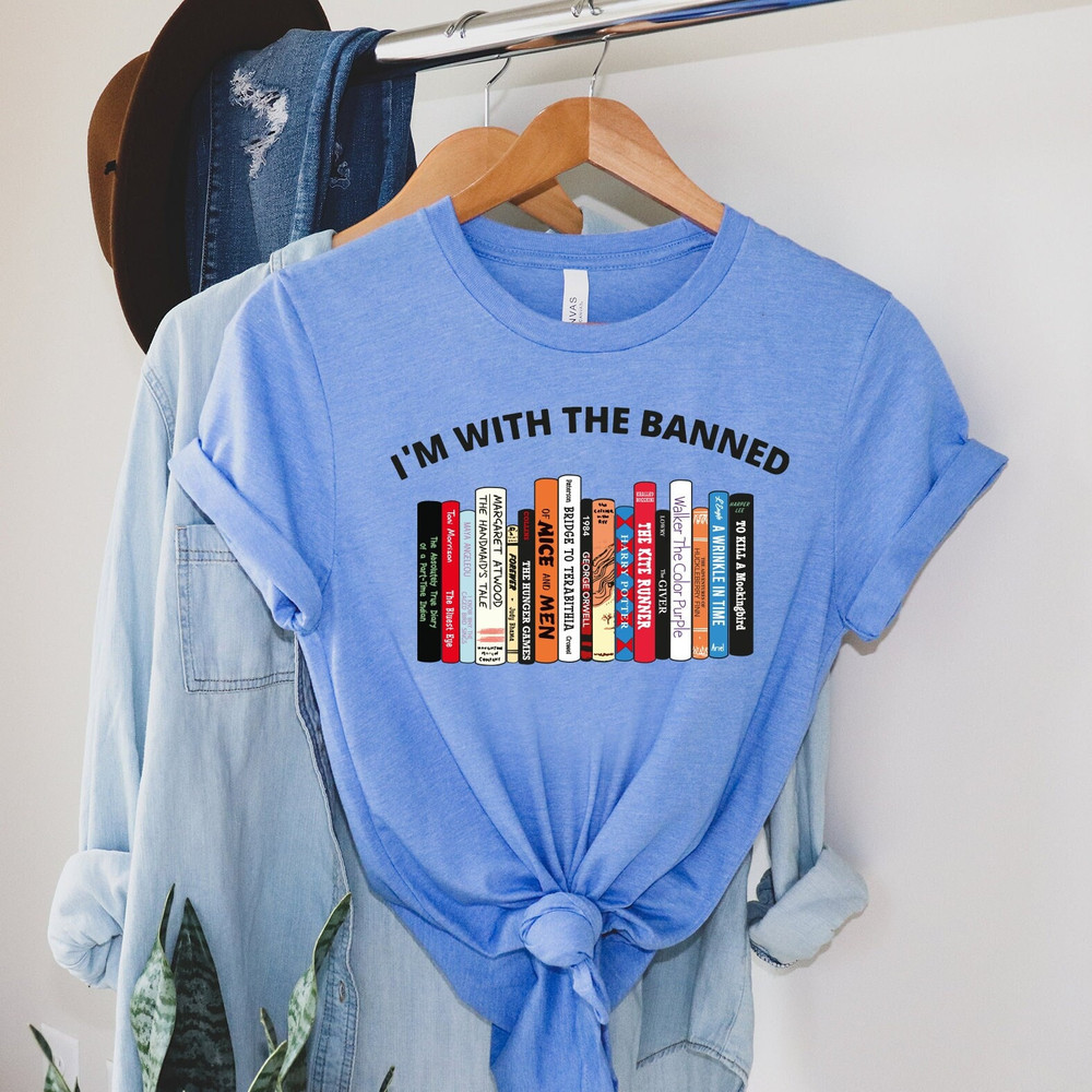 I'm With The Banned, Banned Books Shirt, Banned Books Shirt, Unisex Super Soft Premium Graphic T-Shirt, Reading Shirt, Librarian Shirt - 1.jpg