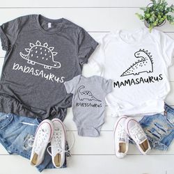 mamasaurus dadasaurus babysaurus shirt, matching family outfit tees, dinosaur fa
