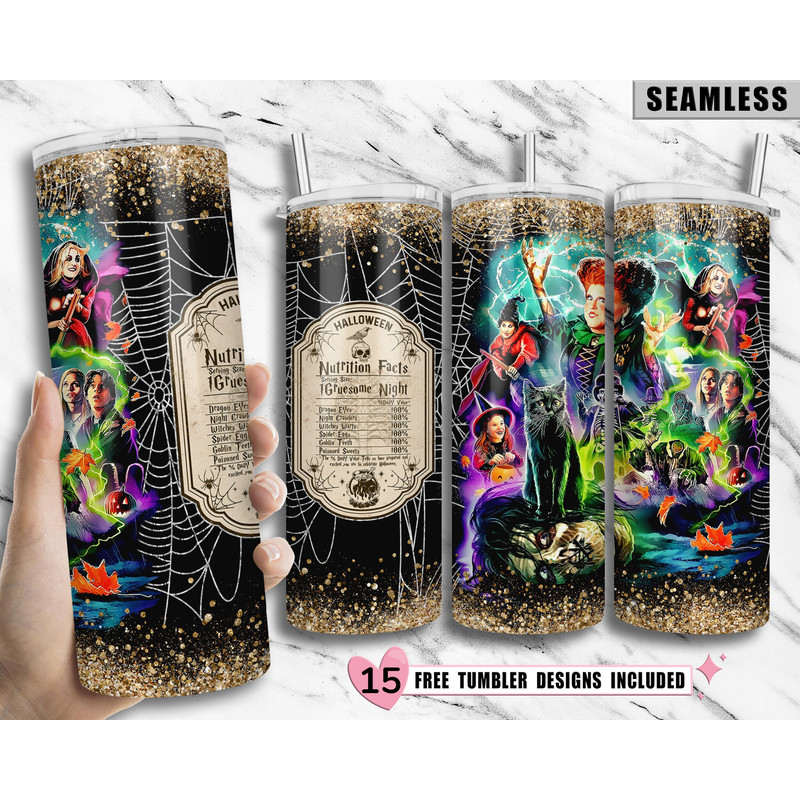 Hocus Pocus Sanderson Sisters ⟡ 20 oz skinny tumbler design sublimation ⟡ Hocus Pocus ⟡ Nutrition Facts ⟡ Halloween ⟡ PNG digital download.jpg