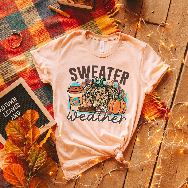 Sweater Weather Shirt, Thanksgiving Shirt, Thankful Shirt, Fall Tshirt, Thankful Pumpkin Shirt, Thanksgiving Tee, Holiday Shirt, Fall Tee - 1.jpg