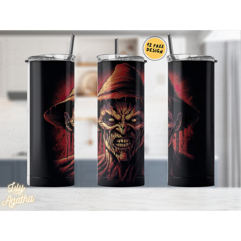 Horror Characters 20oz Skinny Tumbler Sublimation Designs, Horror for StraightTapered Png, Halloween Tumbler PNG File Digital Download-2.jpg