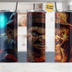horror skinny tumbler, horror sublimation wrap 20oz skinny tumbler, horror for straight tapered wrap 30oz skinny tumbler