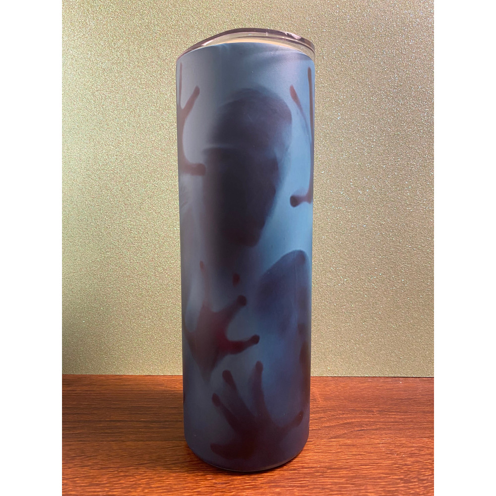 20 ounce skinny tumbler, stainless steel, double walled, glow in the dark tumbler with straw, Halloween tumbler, Custom Tumbler, Movie gift.jpg