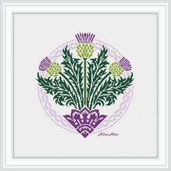 Cross stitch pattern Thistle celtic knot ornament flower viking Scotland Scandinavia counted crossstitch patterns PDF