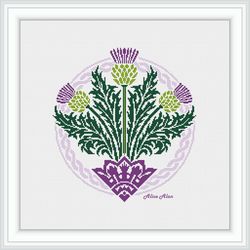 cross stitch pattern thistle celtic knot ornament flower viking scotland scandinavia counted crossstitch patterns pdf