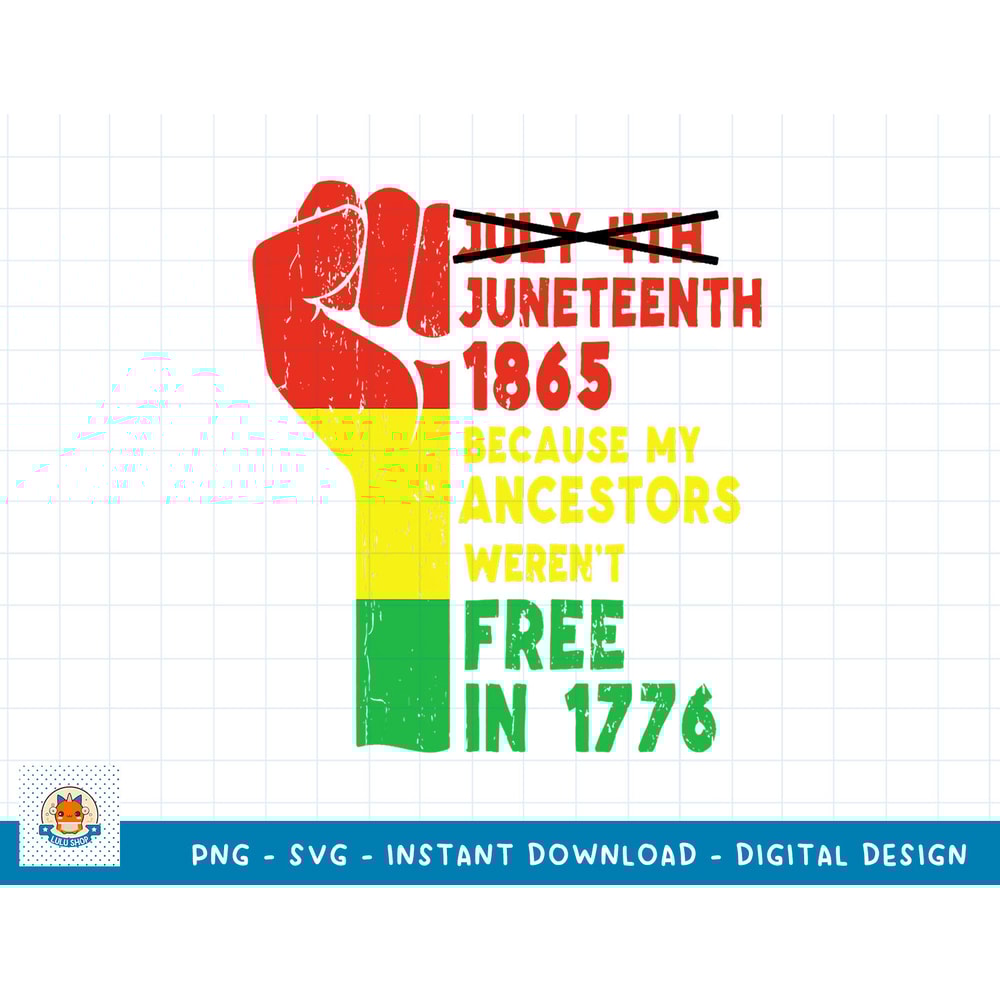 Juneteenth My Ancestors Free Black African Flag Pride Fist T-Shirt copy.jpg