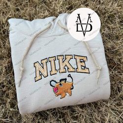 nike x pochita chainsaw man embroidered sweatshirt, anime embroidered sweatshirt, custom anime embroidered crewneck