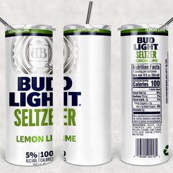 bud light seltzer lemon lime 20oz tumbler designs, alcohol label tumbler, tumbler wrap designs
