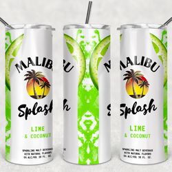 malibu splash lime coconut  20oz tumbler designs, alcohol label tumbler, tumbler wrap designs