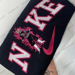 nike x zoro one piece embroidered sweatshirt, anime embroidered sweatshirt, custom anime embroidered crewneck, anime