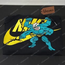 nike x machamp embroidered sweatshirt, anime embroidered sweatshirt, custom anime embroidered crewneck, anime shirt