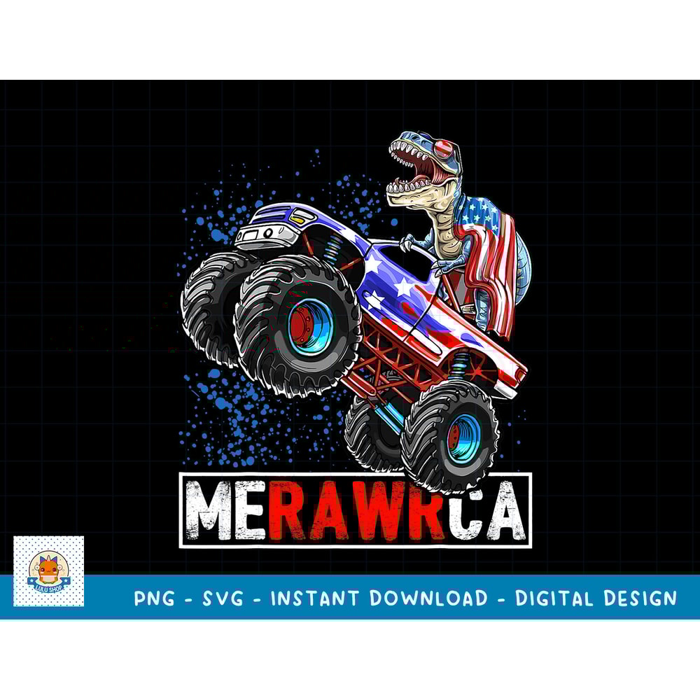 Merica Dinosaur Monster Truck 4th of July American Flag Boys T-Shirt copy.jpg