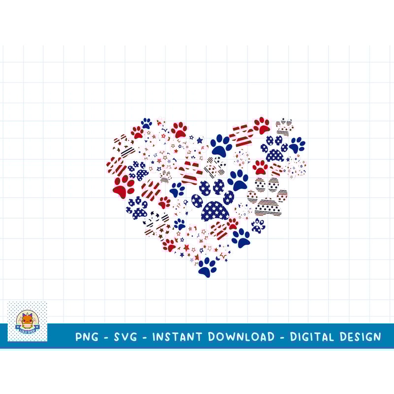 Patriotic Heart American Flag 4th Of July Dog Paw Prints T-Shirt copy.jpg