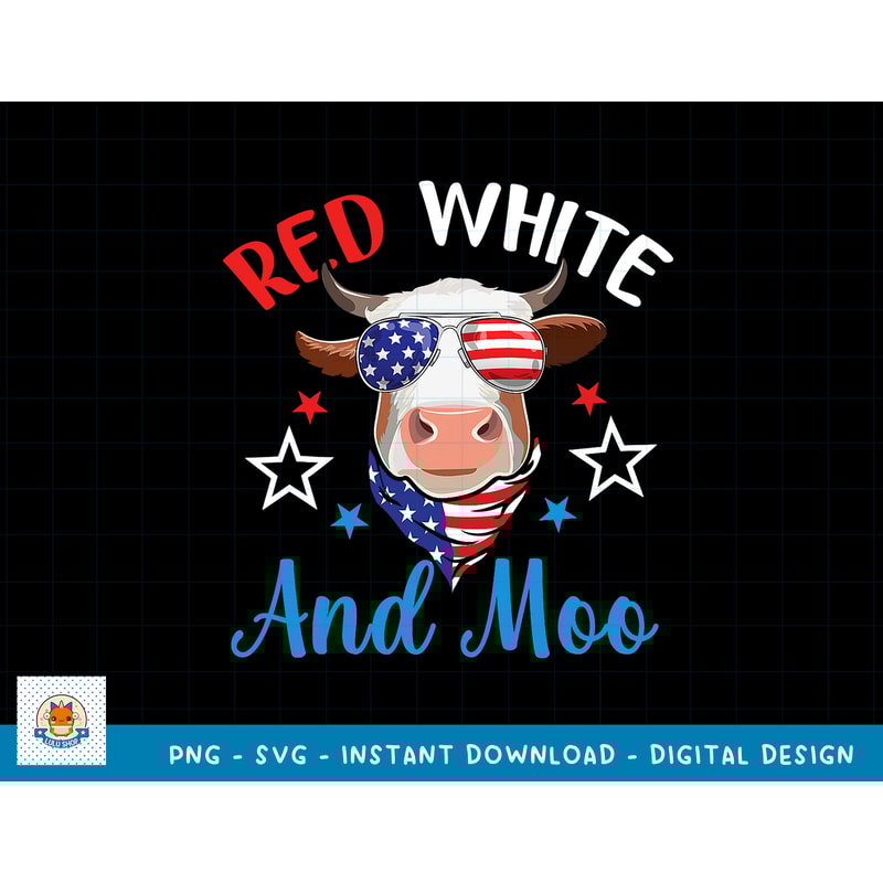 Red White And Moo 4th Of July Cow USA Flag Farmer Patriotic T-Shirt copy.jpg