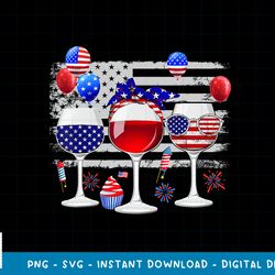 red white blue three wine glasses american flag 4th of july png