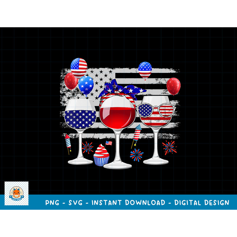 Red White Blue Three Wine Glasses American Flag 4th Of July T-Shirt copy.jpg