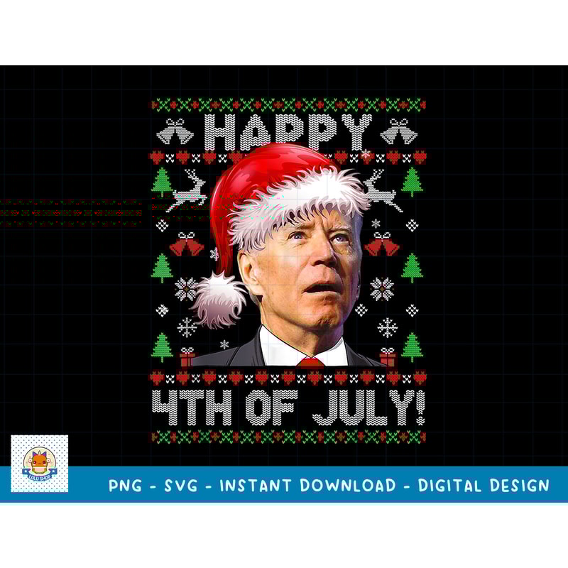Santa Joe Biden Happy 4th of July Ugly Christmas T-Shirt copy.jpg