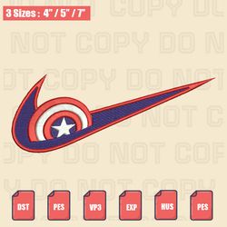 nike x captain america embroidery designs , embroidery file, pes, dst, vp3, exp, hus, instant download