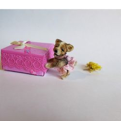 Soft doll dog. miniature knitted puppy. Cute dog. Amigurumi puppy.Miniature dog as a gift