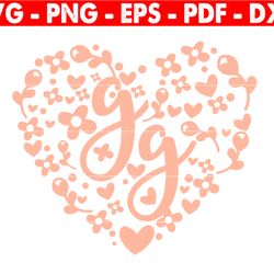 gg floral heart svg, gg svg, great grandma svg, happy mother's day svg, mother's day shirt svg, gg shirt svg