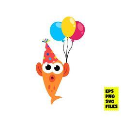 fish svg, fish balloon svg, balloon svg,shark svg, baby shark svg, birthday shark svg, cartoon svg, eps png digital file