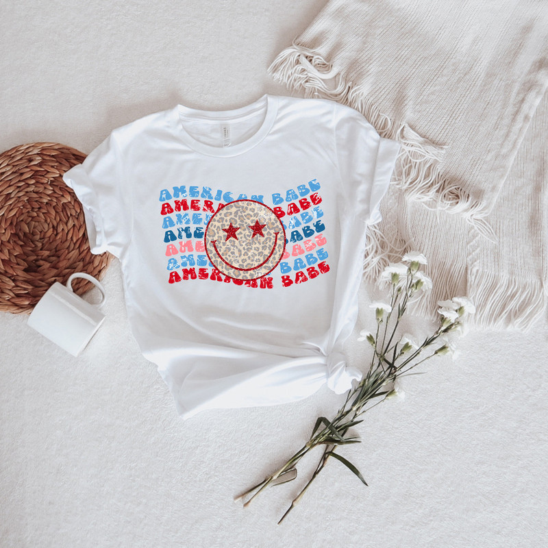 American Babe Smiley Face Happy 4th Of July Shirt, American Babe Tee, Retro 4th Of July Shirt,Memorial Day Shirt,Retro American History Tee - 3.jpg