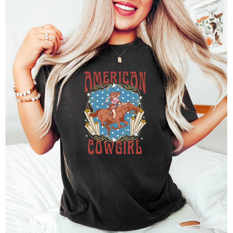 American Cowgirl Shirt, Howdy 4th of July Shirt, Patriotic Cowboy, Country 4th of July, Happy 4th of July, 4th of July Gifts, Firework Shirt - 2.jpg