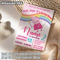 peppa pig birthday invitation | peppa pig invitation | peppa pig party kids invite | printable and editable canva