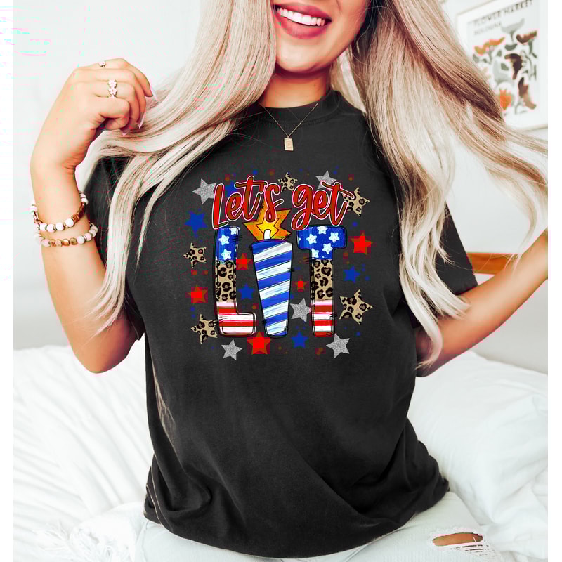 Let's Get Lit, 4th of July Firecracker Shirt, Happy 4th of July Tshirt, USA Crewneck, 4th of July Crew, Fireworks T-Shirt, Funny 4th of July - 1.jpg