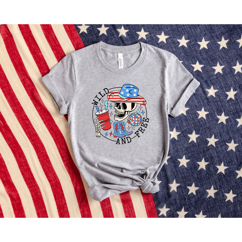 Wild and Free 4th of July Shirt, Howdy Skeleton 4th of July Shirt, Dead Inside But Free Tee, Funny Humor 4th of July Shirt, 4th of July Gift - 2.jpg