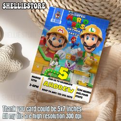 super mario birthday invitation, super mario birthday invitation digital, printable birthday invitation, canva template