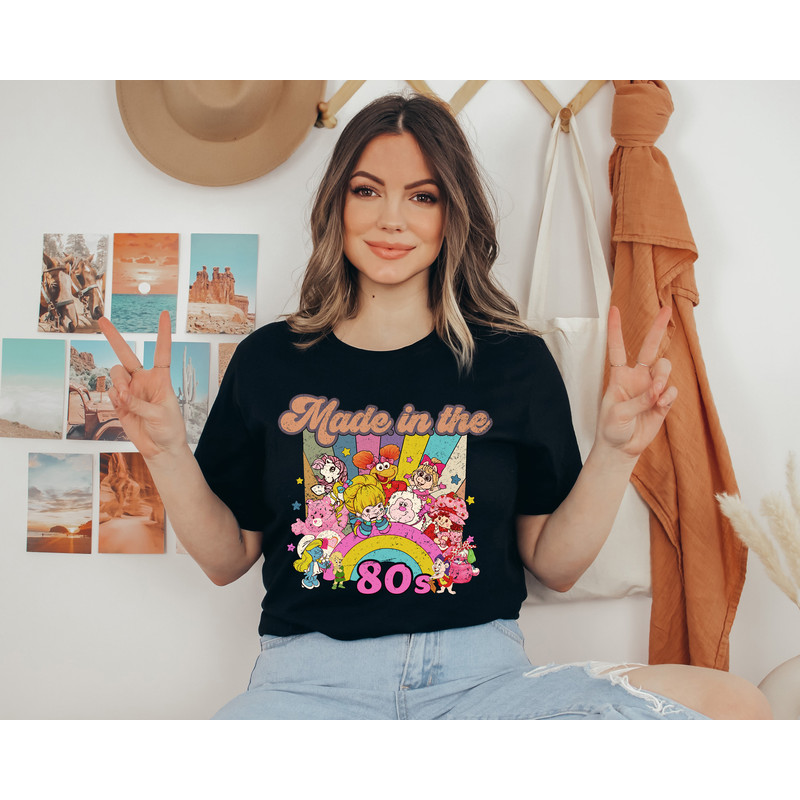 Cartoon Friends Nostalgia Shirt, Friends 80's Cartoon Characters Rainbow Shirt, Care Bears And Strawberry Tee, 80s Cartoon Friends Shirt - 2.jpg