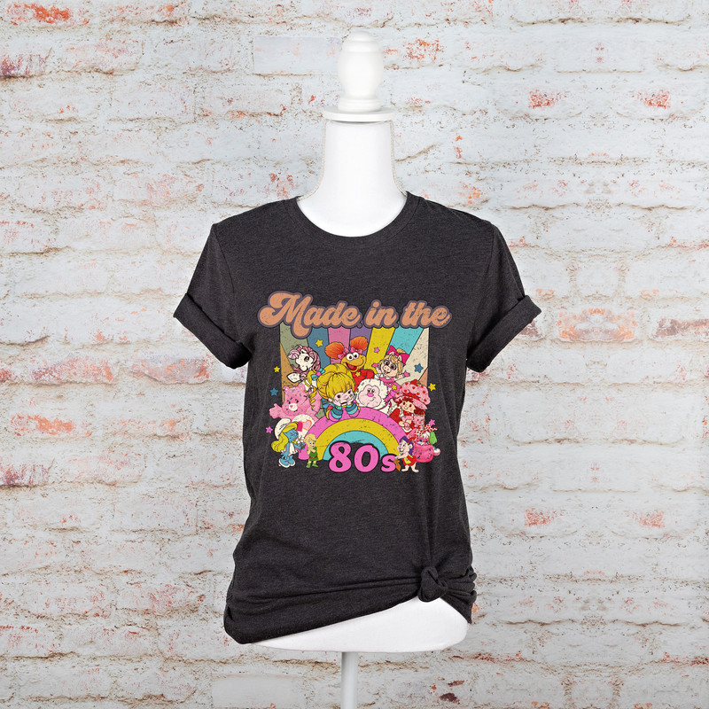 Cartoon Friends Nostalgia Shirt, Friends 80's Cartoon Characters Rainbow Shirt, Care Bears And Strawberry Tee, 80s Cartoon Friends Shirt - 3.jpg