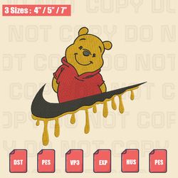 winnie the pooh nike logo embroidery design, nike logo embroidery files, disney the pooh embroidery files