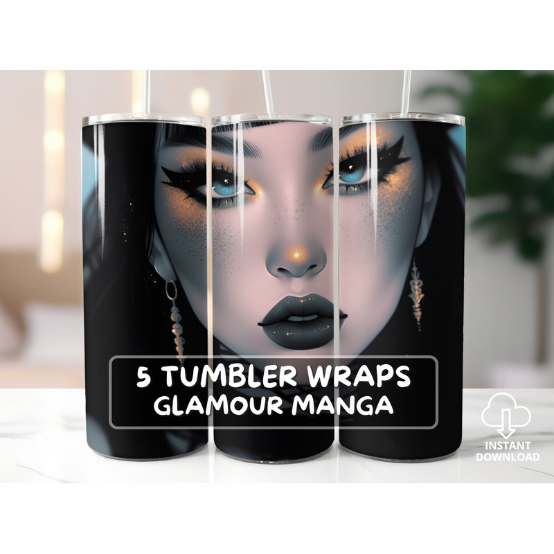 Woman Beauty Anime Cute, skinny tumbler, 30oz skinny tumbler.jpg