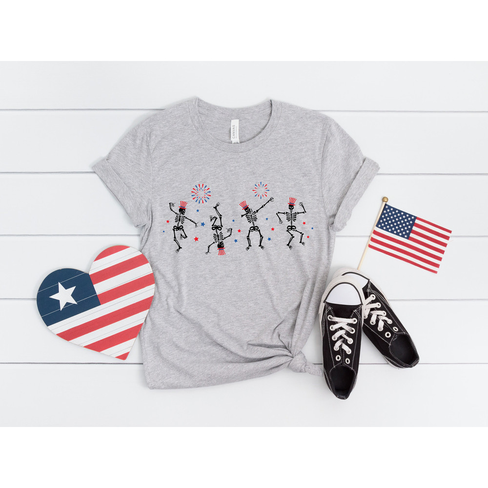 Dancing Skeletons 4th of July Shirt, Patriotic Skeleton Shirts, Happy 4th of July Shirt, Skeleton Fireworks T-Shirt, Dead Inside But Freedom - 3.jpg