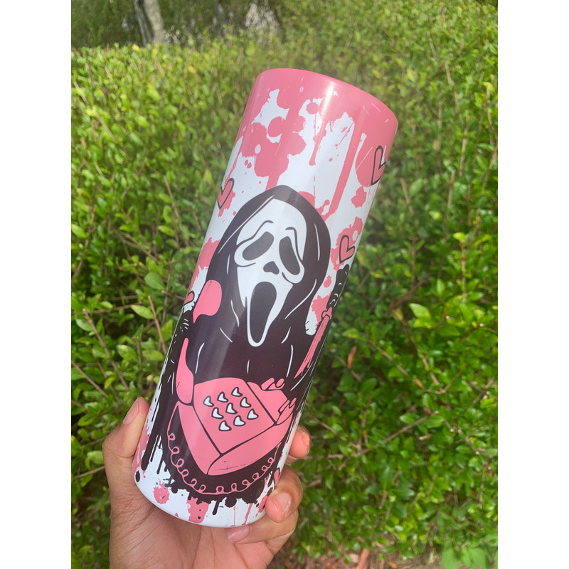 Ghost face tumbler  no you hang up  Valentine’s Day tumbler tumbler  scream tumbler  20 oz skinny tumbler  funny valentine tumbler.jpg
