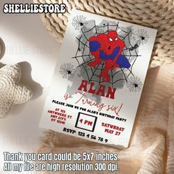 editable spiderman birthday invitation template, printable birthday party invitation, digital kids party invite template