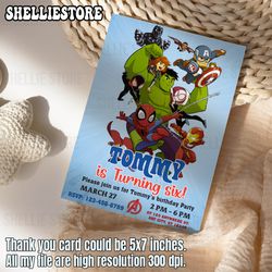 editable avengers birthday invitation template, printable birthday party invitation, digital kids party template, avenge