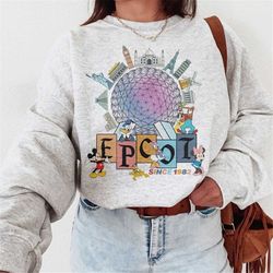 vintage epcot world traveler since 1982 shirt, mickey mouse and friends, walt disney world crewneck, retro disneyland ma