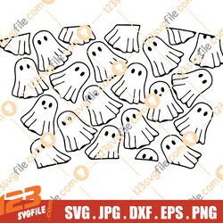 Cute Ghost Cold Cup Svg, No Hole Cup Wrap, Cold Cup Svg, Spooky Ghost Svg, Halloween Ghost Svg, Ghost Cold Cup Svg Png,