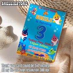 baby shark birthday invitation - kids invitation - digital party invite - modern birthday evite - instant download