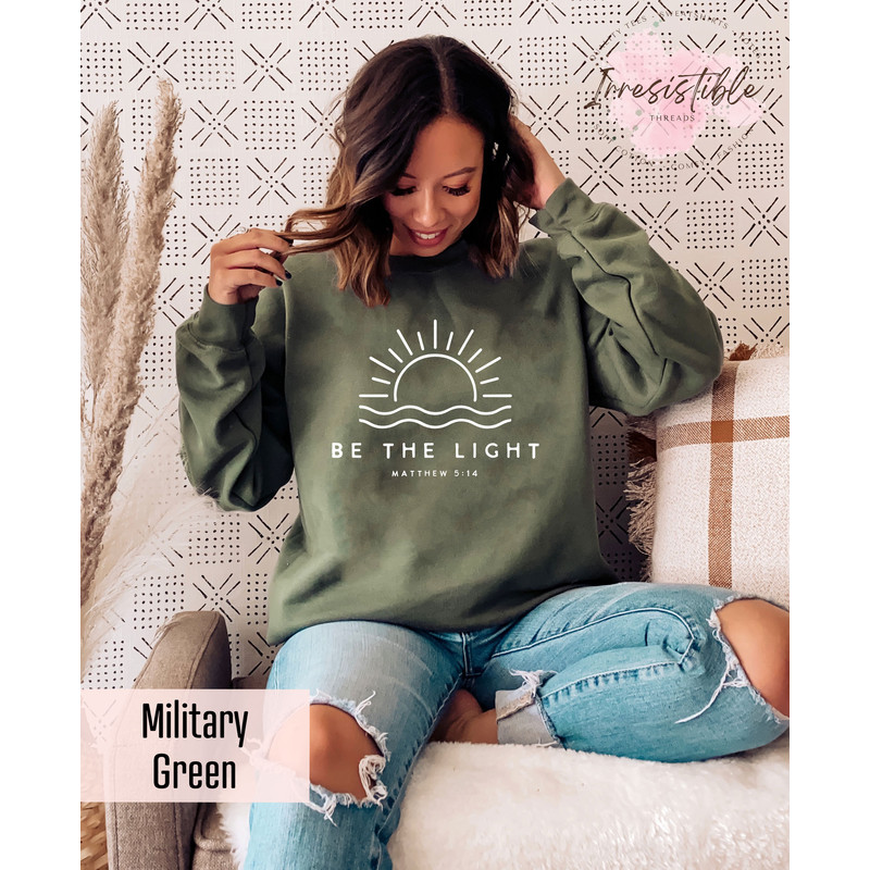 Be The Light Sweatshirt Gift For Christians, Mathew 514 Sweatshirt, Bible Verse Sweater, Religious Hoodie, Faith Outfit, Church Sweatshirt - 3.jpg