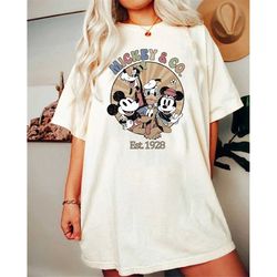 comfort colors vintage mickey & co 1928 shirt, mickey and friends shirt, disneyland shirt, disneyworld shirt, disney fam