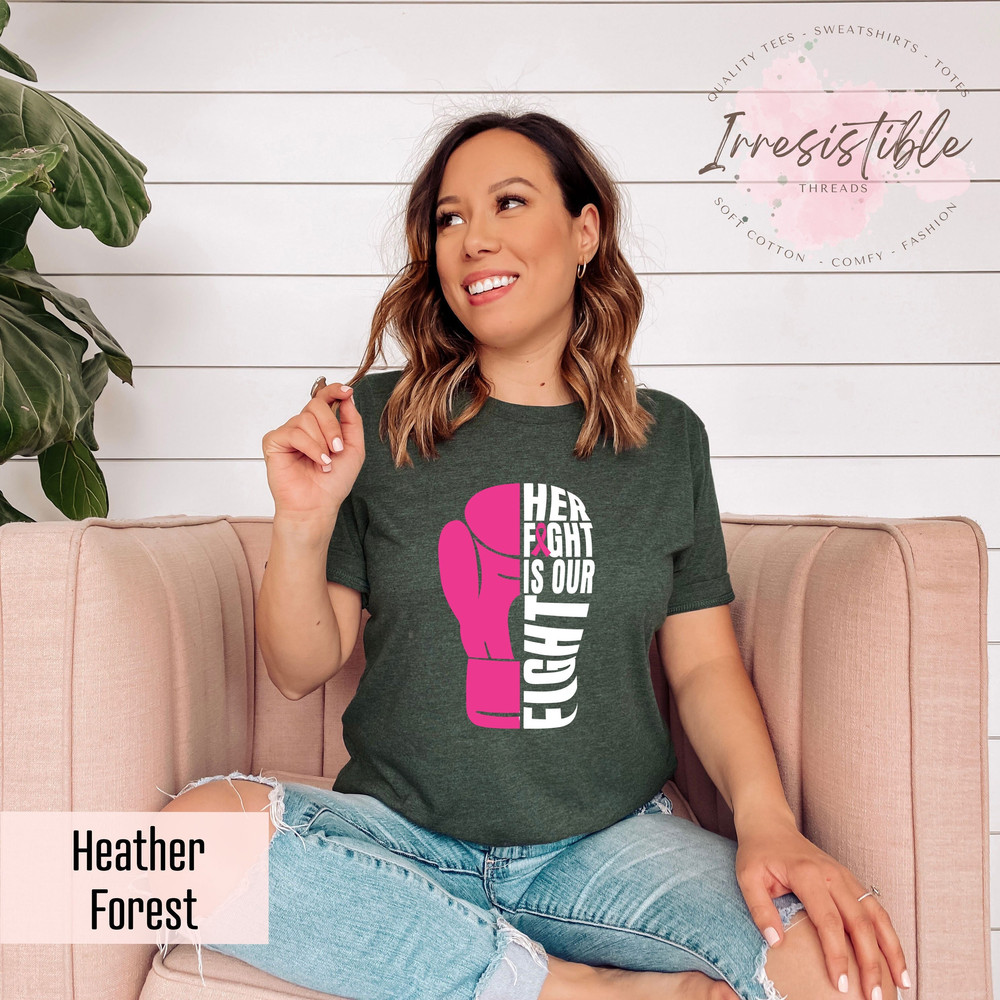 Her Fight Is Our Fight Pink Ribbon Shirt, Breast Cancer Warriors Tee, Cancer Awareness Tee, Cancer Supporters Gift, Trendy Breast Cancer Tee - 1.jpg