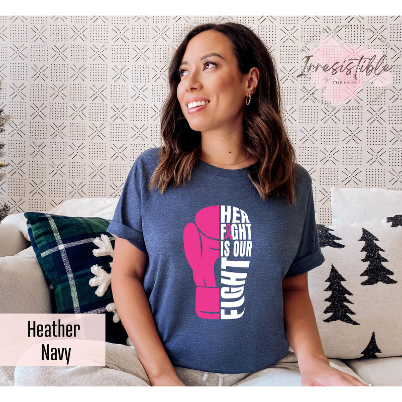 Her Fight Is Our Fight Pink Ribbon Shirt, Breast Cancer Warriors Tee, Cancer Awareness Tee, Cancer Supporters Gift, Trendy Breast Cancer Tee - 3.jpg